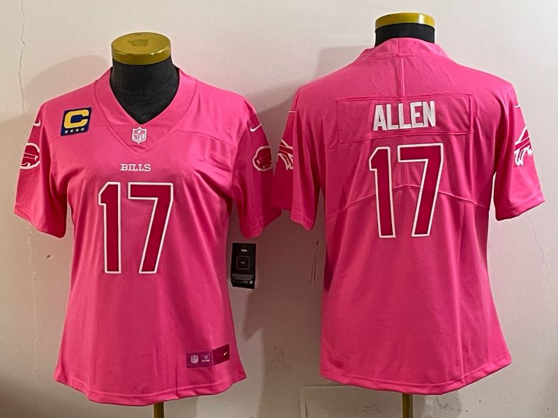 Women 2026 Buffalo Bills #17 Allen Pink Nike Limited NFL Jersey style 007